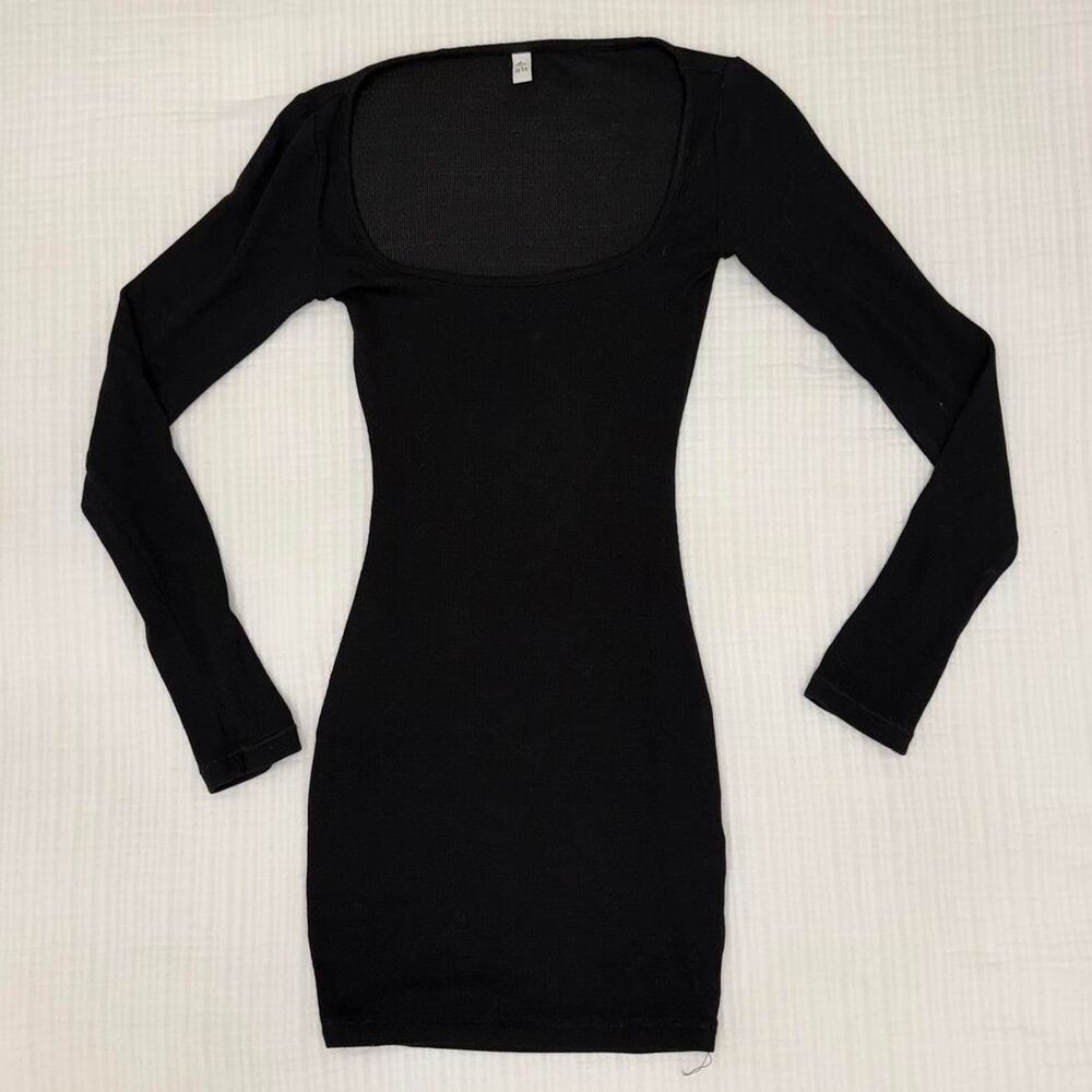 oh polly black long sleeve bodycon mini dress